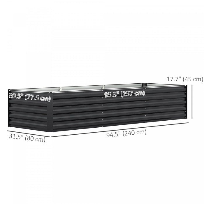 Outsunny Lit de jardin sureleve galvanise, fond ouvert, gris fonce