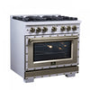 Forno Ambassador 36" Dual Fuel Range in White, 6 Sealed Burners, 5.2 cu.ft. Oven - FFSGS6199-36CPWHT | Cuisiniere double combustible Ambassador de 36 po, blanche, 6 bruleurs scelles, 5,2 pi³ – FFSGS6199-36CPWHT