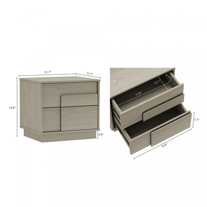 Table de nuit Horizon Modern 56 cm en chene blanchi (2 tiroirs)