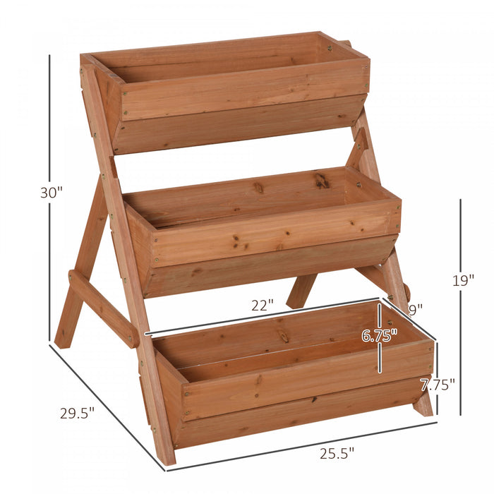 Outsunny Jardiniere Surelevee A 3 Niveaux, Jardiniere Surelevee En Bois, 26\" X 30\" X 30\", Marron