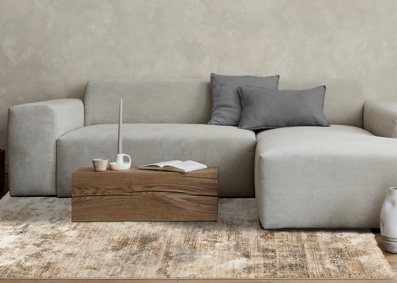 Carpette Sydney beige, grise et crème à motif vieilli - 7 pi 10 po x 10 pi 2 po