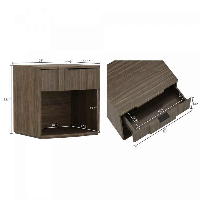 Table de nuit Clive style milieu du siecle moderne 56 cm en noyer (1 tiroir)