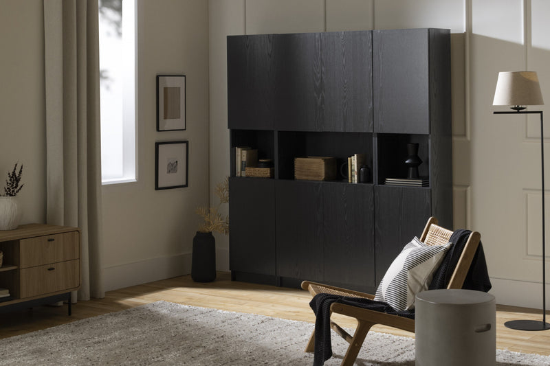 Liora Bibliotheque Etroite 2 Portes - Chene Noir