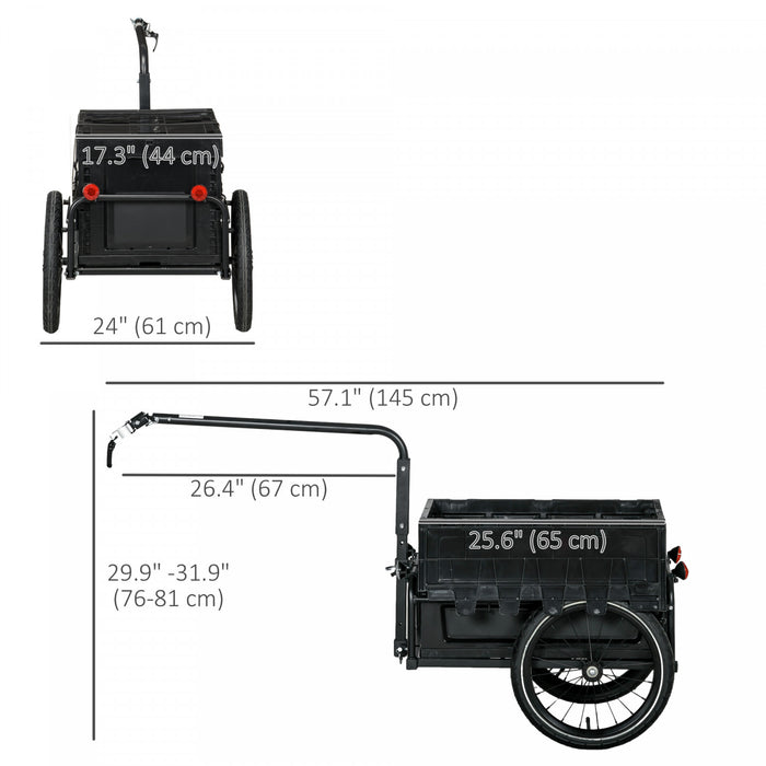 Aosom Remorque velo cargo avec boite de rangement amovible, noir
