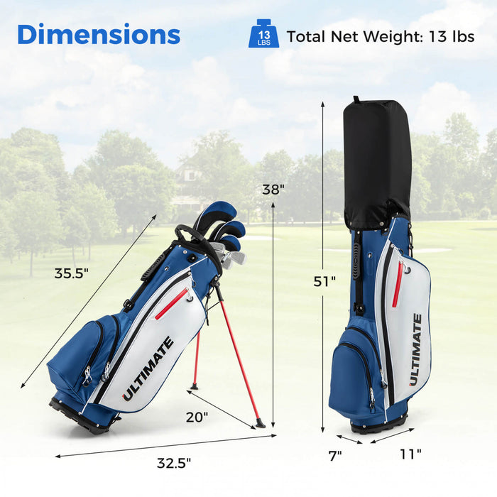 Ensemble Complet De 10 Clubs De Golf De Marque Costway Pour Hommes Avec Driver En Alliage Bleu
