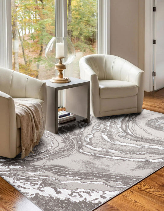 Tapis Contemporain/Moderne Dove 8'0\" x 10'0\" en Gris