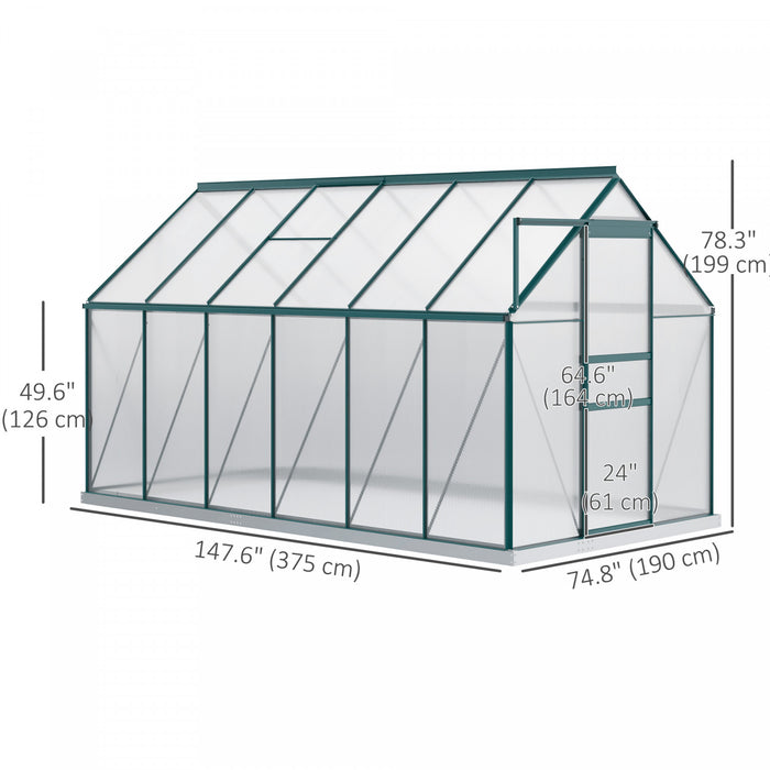 Outsunny Serre exterieure en polycarbonate 6' x 12' x 6,5'