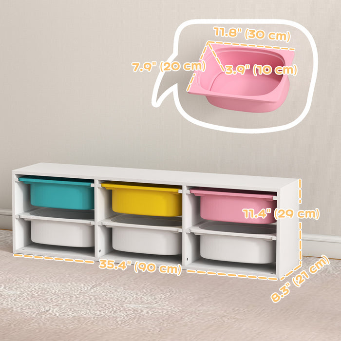 Qaba Organisateur de Rangement pour Jouets avec 6 Bacs en Plastique
