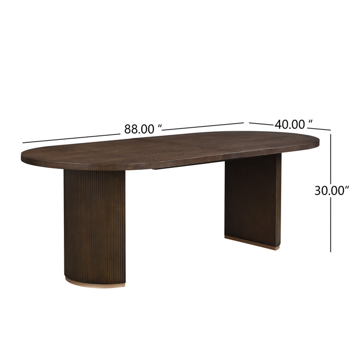 Madison Table a manger ovale en bois massif avec double pietement, noyer