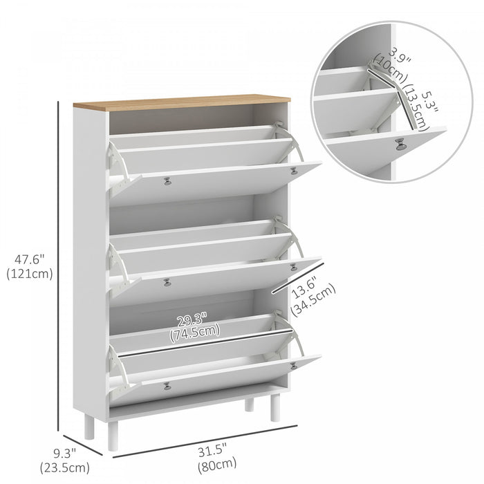 HOMCOM Armoire a chaussures avec 3 tiroirs rabattables pour 24 paires