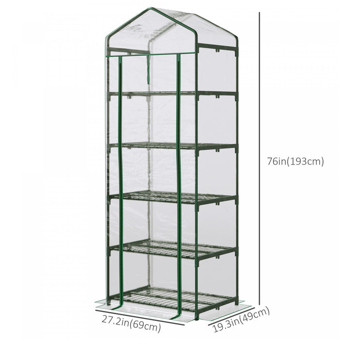 Outsunny Serre De Jardin Exterieure Avec Etagere A 5 Niveaux 5 Tablettes Bache Pvc Transparent Cadre En Acier