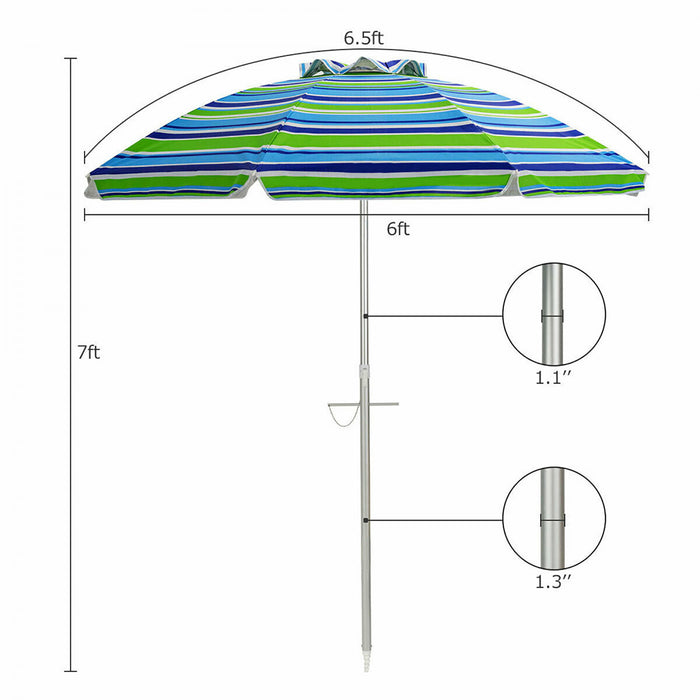 Costway Parasol de plage pour patio de 6,5 pieds, protection solaire, inclinaison, avec sac de transport, turquoise