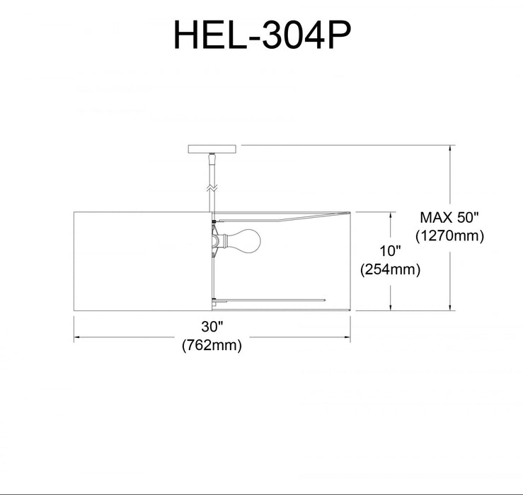 Luminaire suspendu Helena de Dainolite de 30 po de diamètre avec abat-jour noir et blanc qui diffuse la lumière, fini chromé poli et 4 ampoules