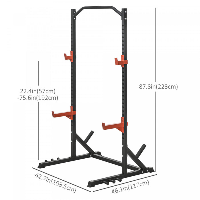 Soozier Support De Squat Reglable Avec Barre De Traction Et Support De Plaque De Poids, Support D'halteres Multi-fonction Halterophilie Pour Gym A Domicile