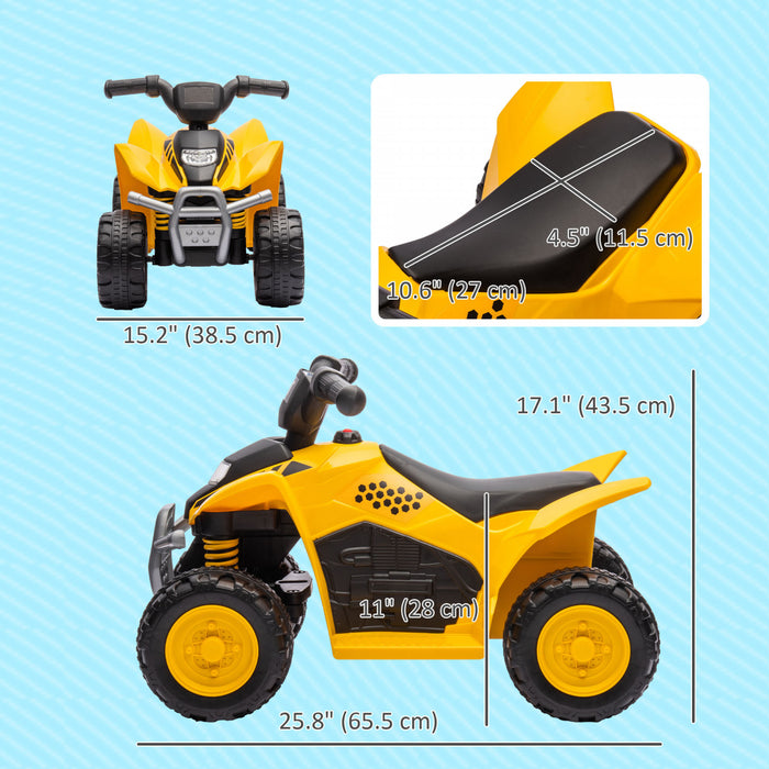 Qabaquad Cat Sous Licence Pour Enfants, Voiture Electrique 6 V Pour Enfants Alimentee Par Batterie Avec Klaxon, Phares Led, Demarrage A Un Bouton, Pour 18 A 36 Mois, Jaune
