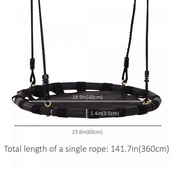 Homcom Balancoire A Suspendre A Un Arbre De 59,9 Cm - Plate-forme Volante - Se Fixe A Un Arbre Ou A Une Balancoire Existante - Aire De Jeux Pour Enfants - Hamac Rond - Noir