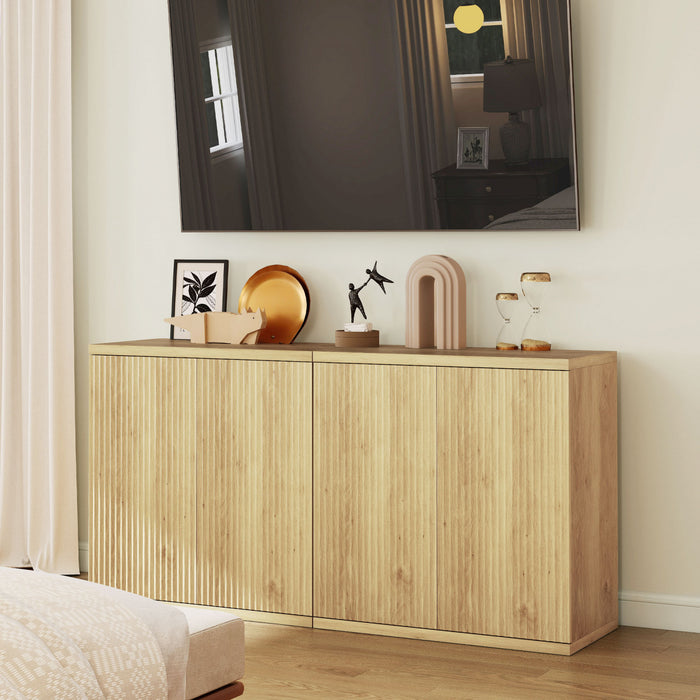 HOMCOM Buffet, Ensemble de 2, Meuble de Cuisine Rainure, Finition Chene
