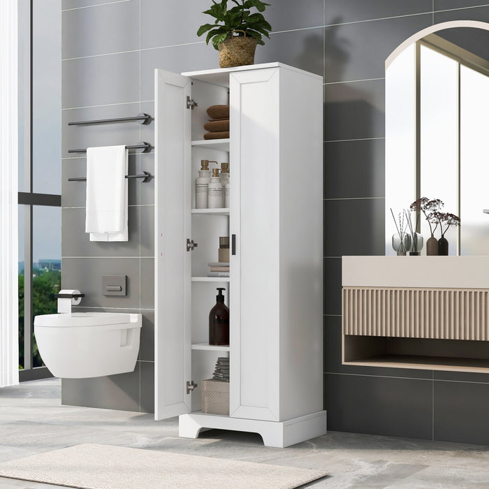 Liam Armoire de rangement multifonction avec portes et etageres reglables, Blanc