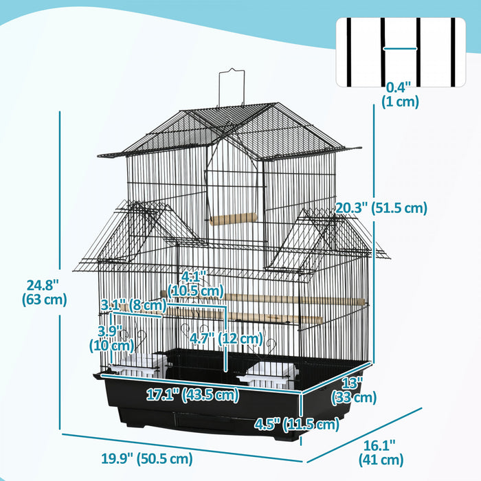 Cage A Oiseaux De 25 Po Pour Canaris Et Perruches, Noir