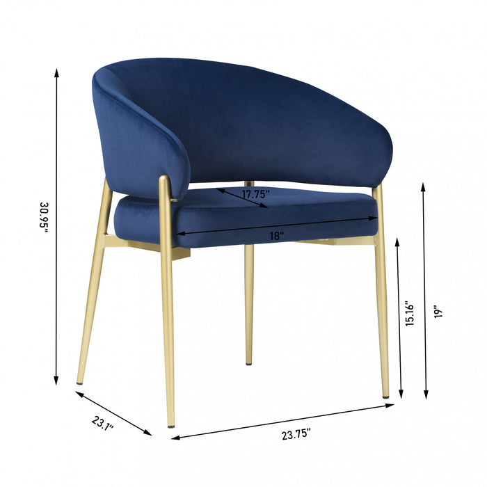 Jessie Chaises De Salle A Manger Modernes, Lot De 2, Chaises Laterales Tapisees En Tissu Avec Structure Metallique, Bleu