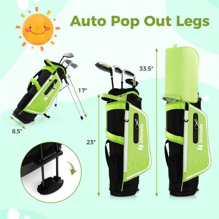 Ultimate Kids Golf Practice Set Junior Complete Golf Club Set Pour Enfants Ages De 5 A 7 Ans Vert