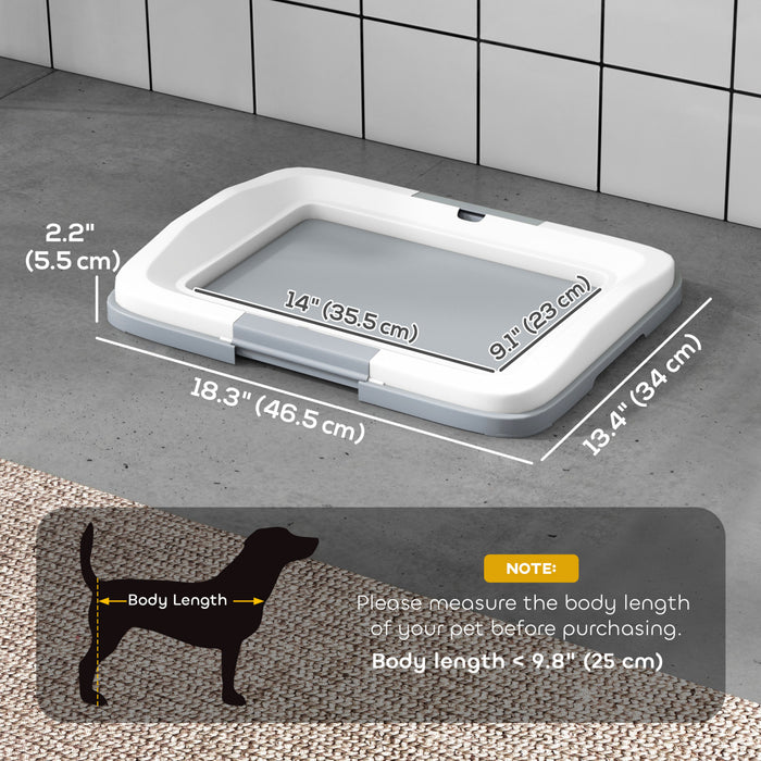 Support pour tapis de proprete PawHut, bac a litiere pour chien, utilisable a l'interieur et a l'exterieur, 45,7 x 33 cm, facile a nettoyer, gris