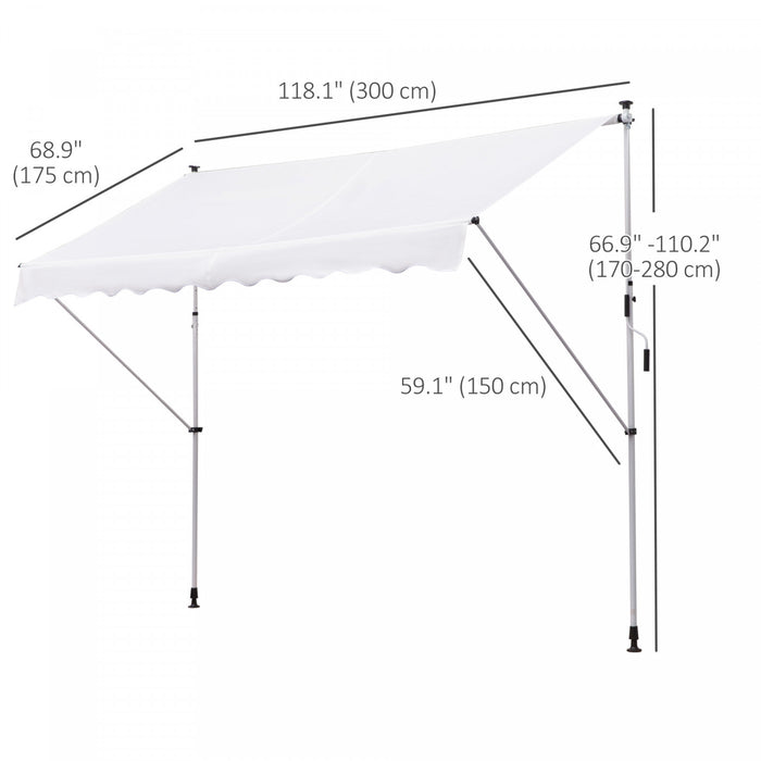 Outsunny Store Banne Manuel Retractable Inclinaison Et Hauteur Reglable Installation Rapide Metal Alu Polyester Anti-uv Blanc