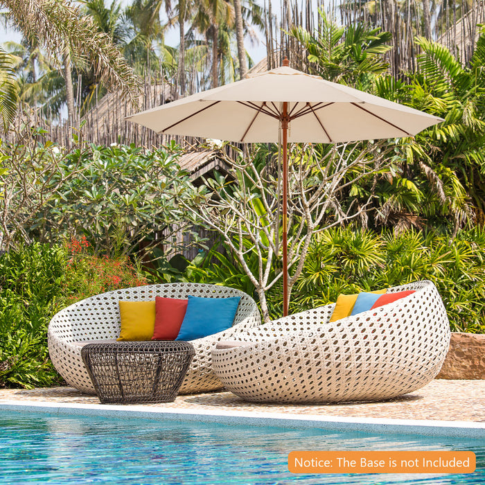 Costway Parasol de marche a poulie en corde 9,5FT avec baleines en fibre de verre Beige