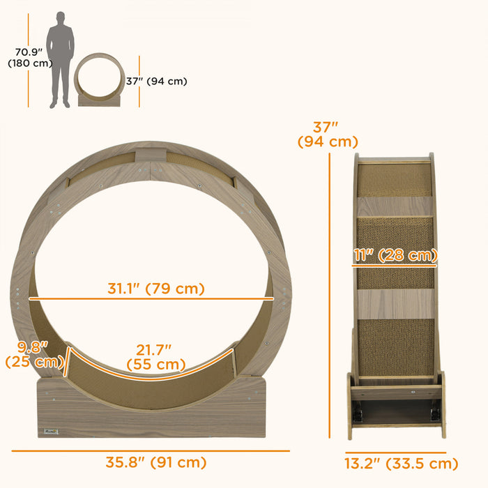 Roue De 91 Cm Pour Chats D'interieur Avec Frein, Plaques A Gratter