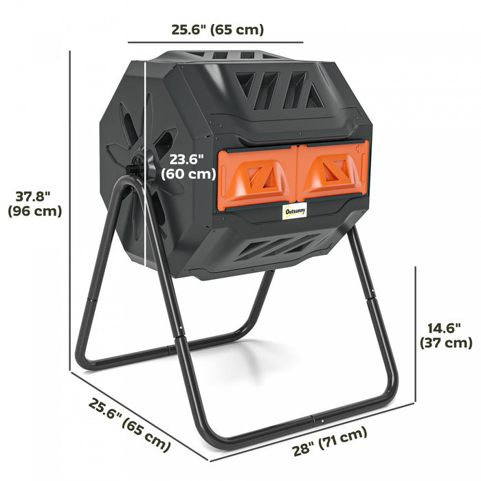 Outsunny Composteur Exterieur Rotatif A 360°, 43 Gallons, Orange