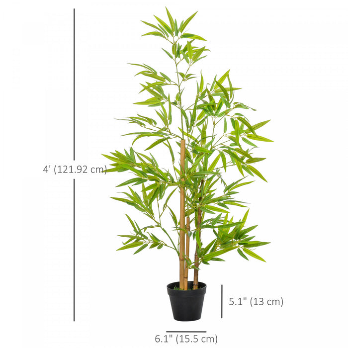Outsunny Bambou Artificiel, Plante Decorative 4pi en Pot