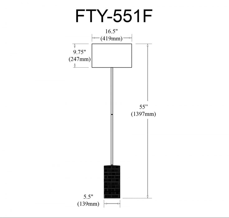 Lampe à pied Felicity de Dainolite avec abat-jour beige, fini noir mat et 1 ampoule