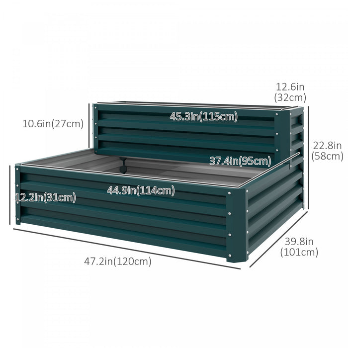 Outsunny Lit De Jardin Sureleve A 2 Etages En Acier Galvanise, Vert