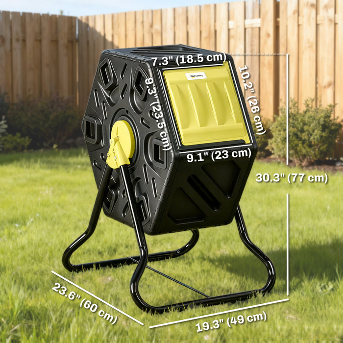 Outsunny Composteur de 65 L, Bac a Compost avec Pieds en Acier, Jaune
