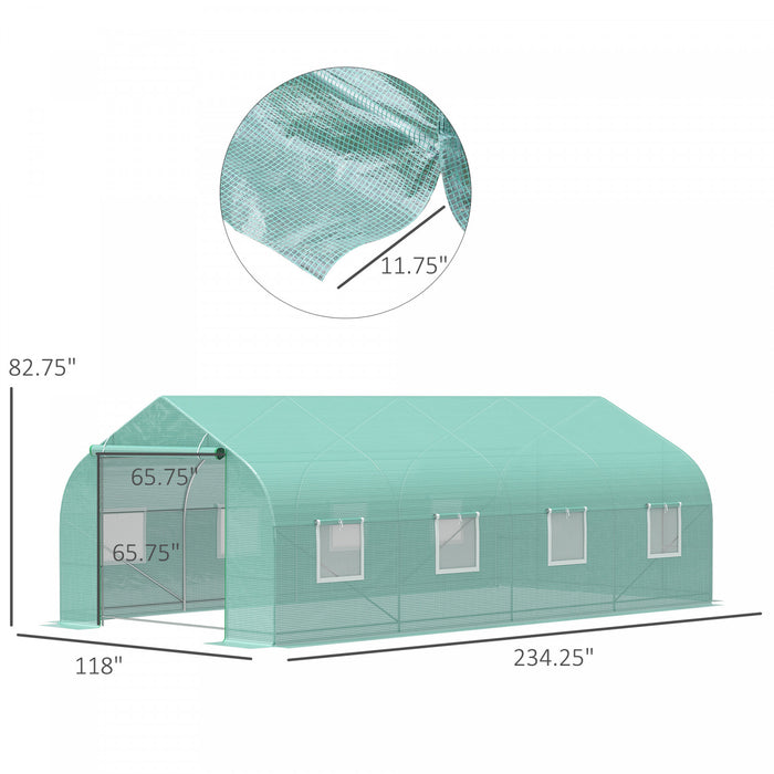 Outsunny 20x10x7pi Clocher A Effet De Serre Exterieur Arriere-cour Croissance Des Graines De Plantes Tunnel Maison Chaude Avec 2 Voies D'ancrage Vert