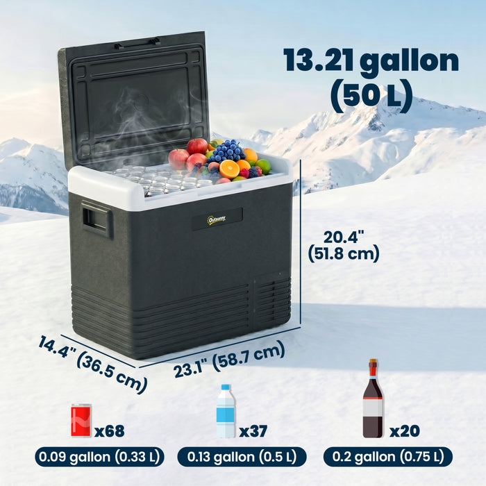 Outsunny Refrigerateur de Voiture 12V, 53L, Glaciere Electrique Portable