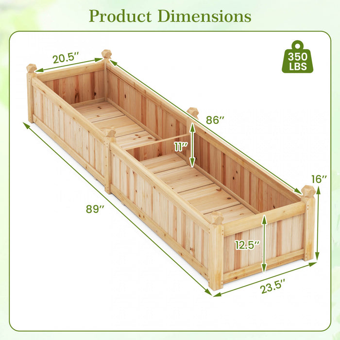 Costway En Bois Souleve Lit De Jardin Exterieur Rectangulaire Planter Boite Whth Trous De Drainage, Naturel