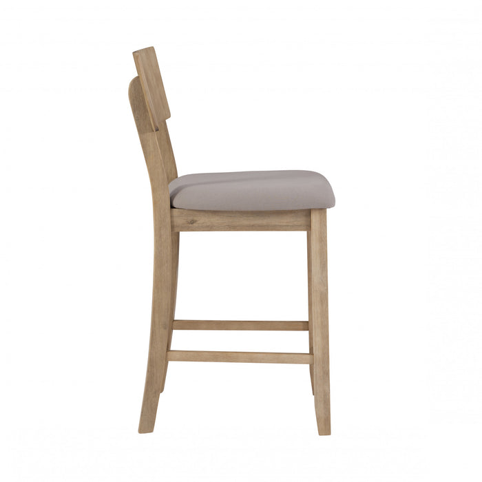 Tabouret Jorissen de hauteur comptoir en tissu d’apparence lin - gris