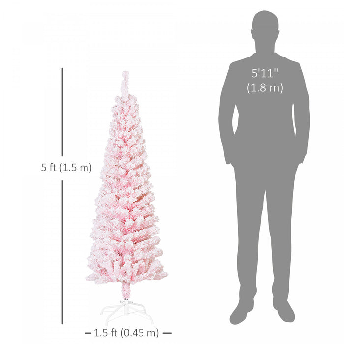 Homcom Arbre De Noel Artificiel Fin Floque De Neige Artificielle 5pi