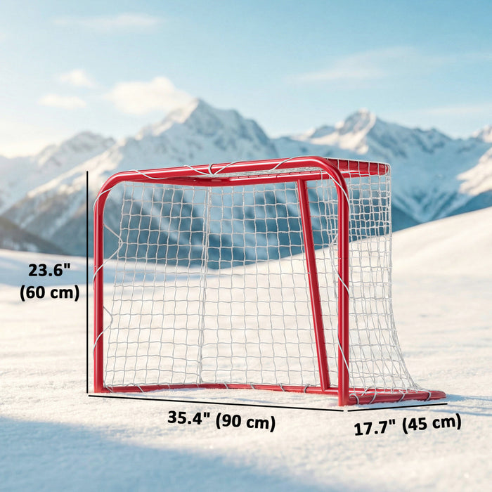 Soozier Mini But de Hockey 90 x 60 cm, Filet Facile a Installer avec Cadre en Metal
