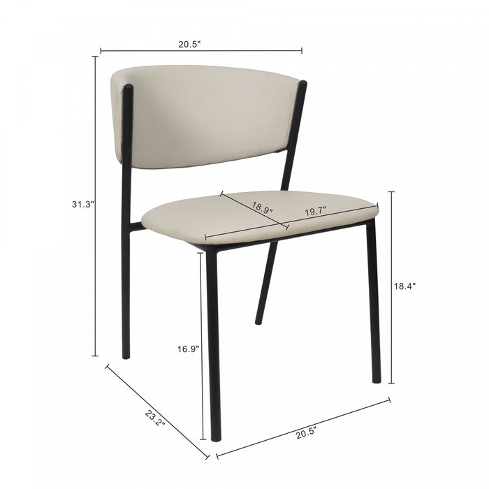 Chaise laterale contemporaine moderne Drift en cuir vegetalien et metal, gris pierre - Lot de 4