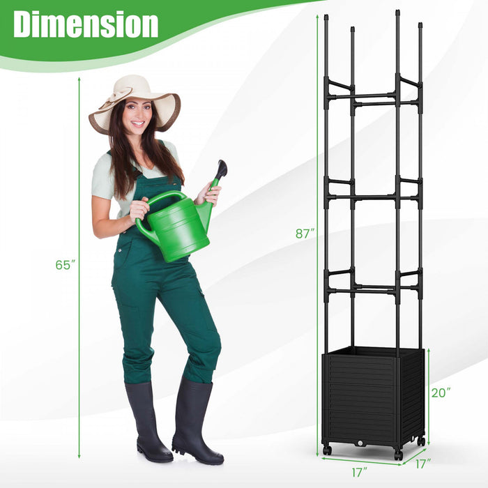 Costway 2 Pcs Lit De Jardin Eleve Avec Trellis Et Roues Boite A Planteur Auto-arrosant Avec 3 Hauteurs