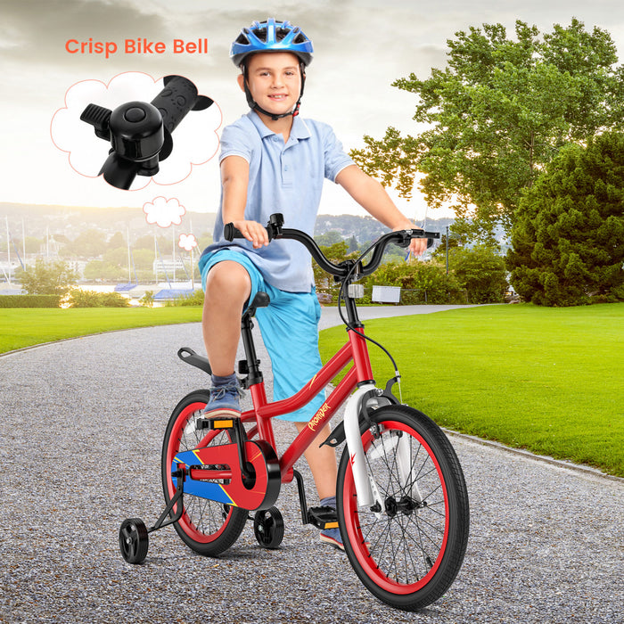Velo Costway 18\" Pour Enfants Avec Roues D'entrainement Amovibles Et Panier Pour 4-8 Ans Rouge