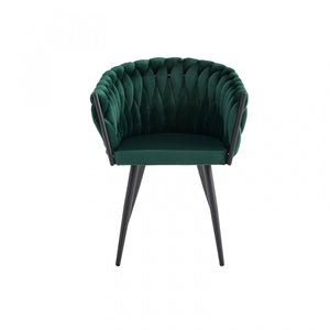 Chaise de salle à manger avec accoudoirs Hildy en velours vert (ensemble de 2)