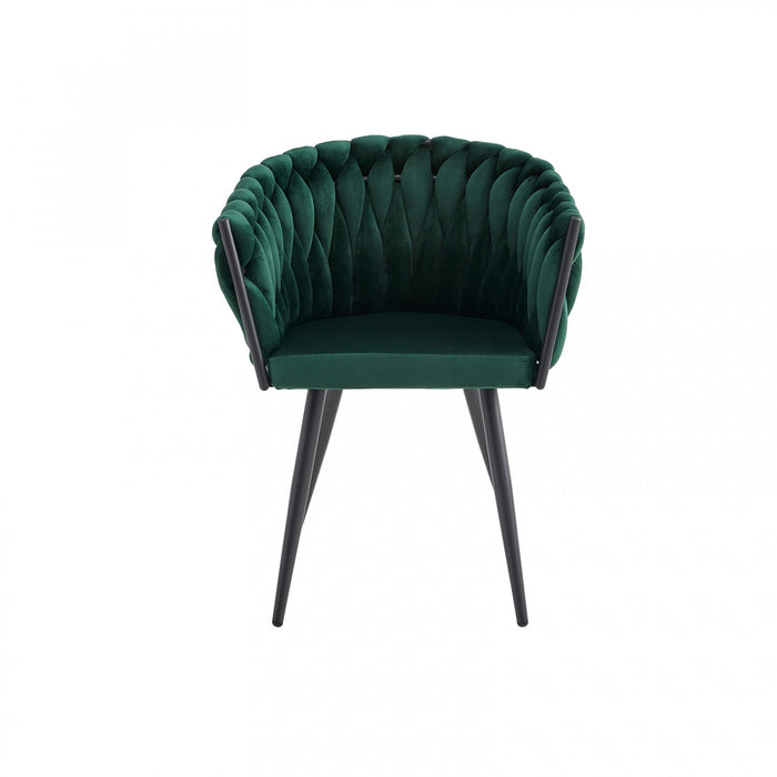 Chaise de salle à manger avec accoudoirs Hildy en velours vert (ensemble de 2)