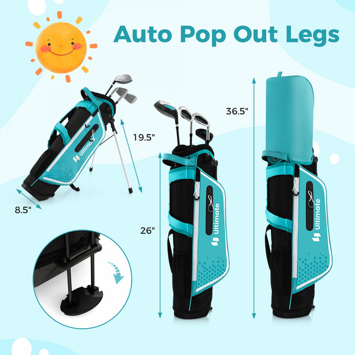 Ultimate Kids Golf Practice Set Junior Complete Golf Club Set Pour Enfants Ages De 8 A 10 Ans Bleu