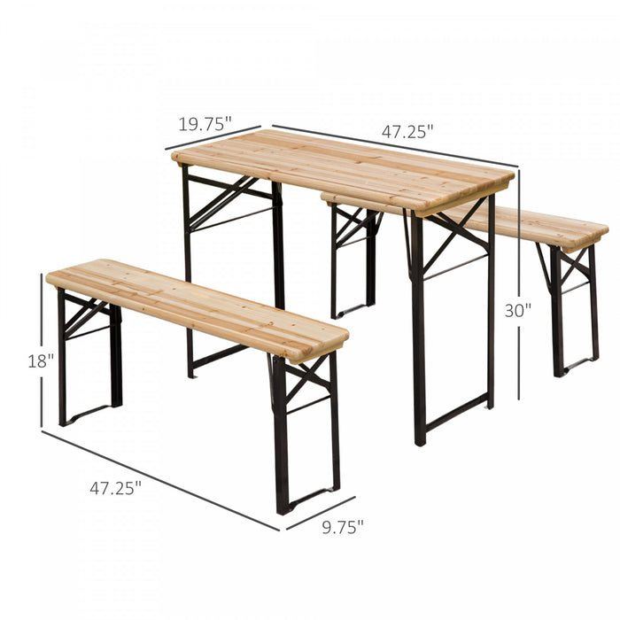 Outsunny 3 Pieces Table De Pique-et Banc Ensemble