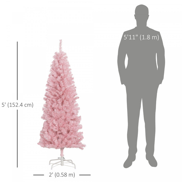 HOMCOM Sapin de Noel artificiel de 5 pi avec ouverture automatique, Rose