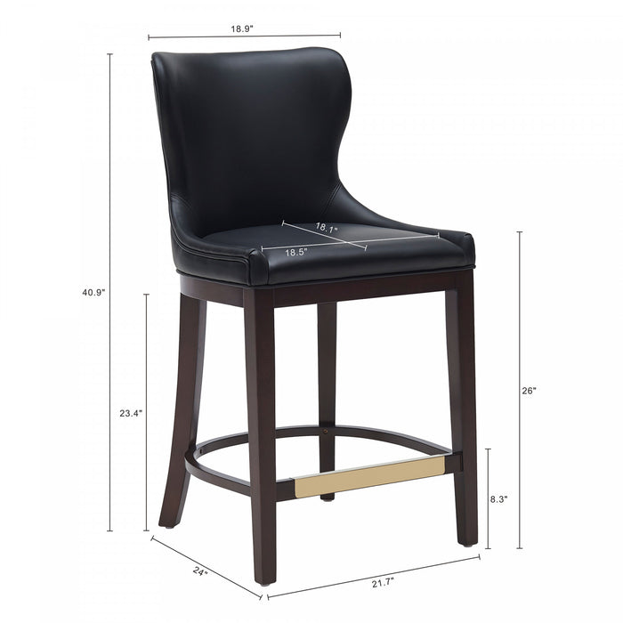 Tabouret de comptoir Blair moderne en bois et tissu, noir - Lot de 2