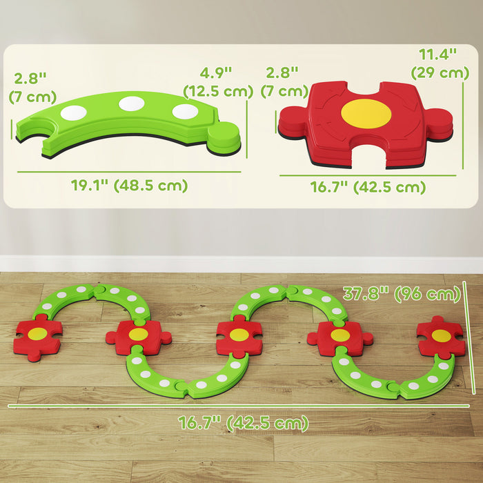 Poutres d'equilibre Qaba pour enfants, 13 pieces, pont d'equilibre avec surface et fond antiderapants, jouet Montessori pour enfants de 3 a 8 ans, developpe la coordination, vert